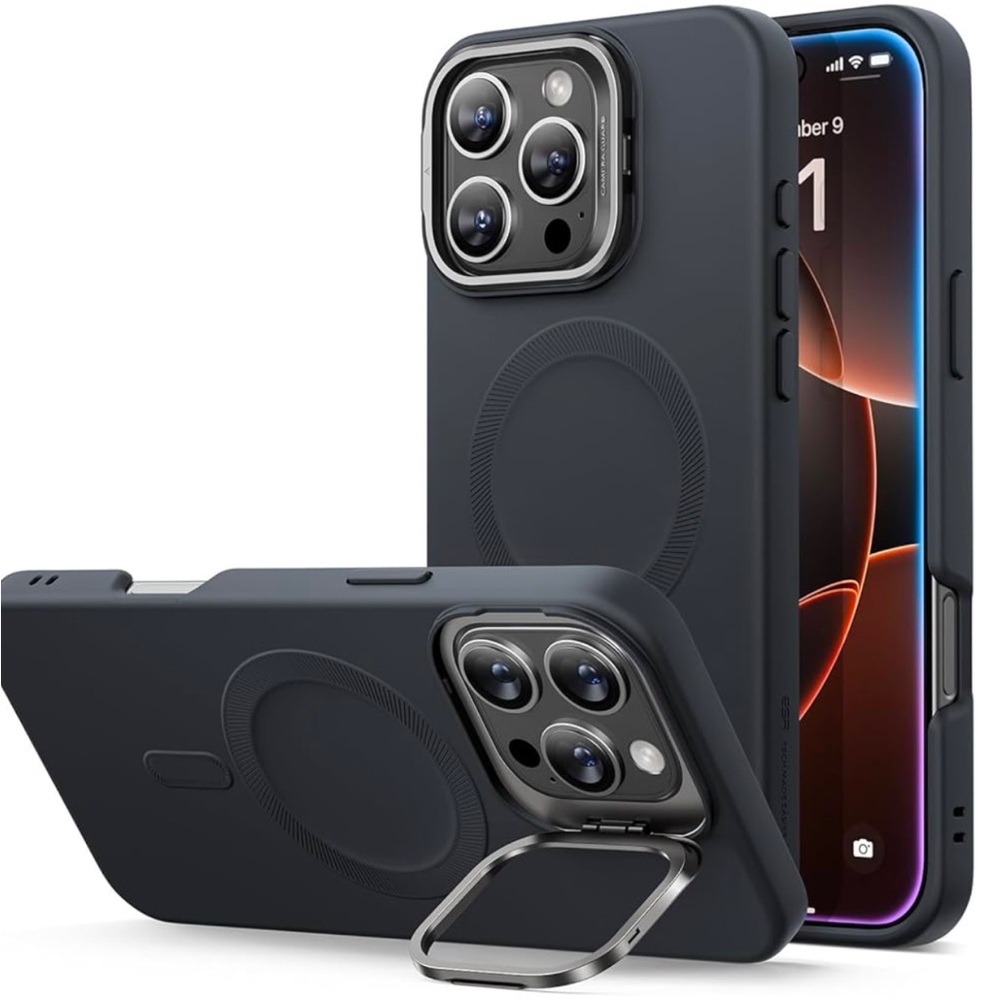 iPhone 16 Pro max mag safe Black protective case with kickstand